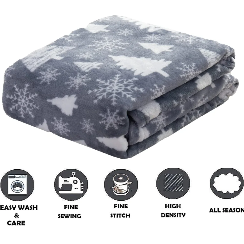 Cozy Gray and White Holiday Throw Blanket
